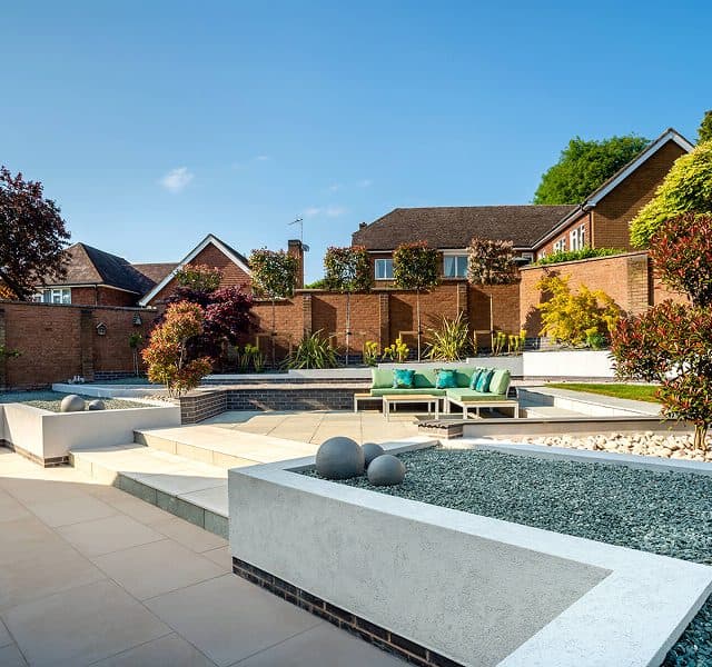 Modern garden pavilion with sheltered outdoor living space